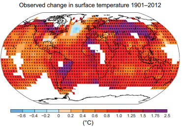 Осмотрена промена температуре од 1901. до 2012. године
